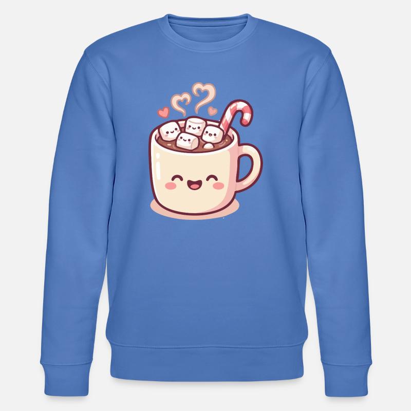 Cuddle mug with marshmallows & candy cane - Stanley/Stella CHANGER Unisex Organic Sweatshirt - bright blue