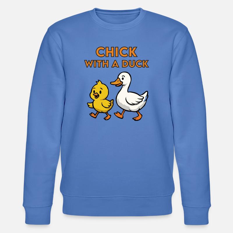 Küken mit einer Ente - Stanley/Stella Unisex Bio-Sweatshirt CHANGER  - Blau
