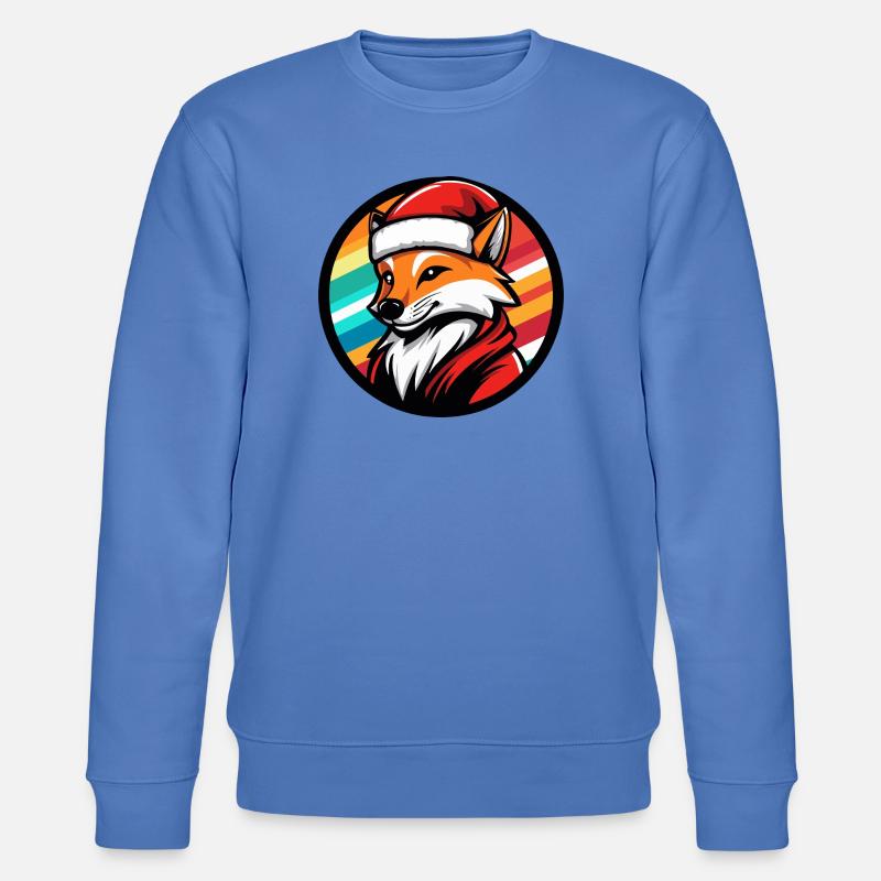 Fuchs im Santa-Look mit Regenbogen - Stanley/Stella Unisex Bio-Sweatshirt CHANGER  - Blau
