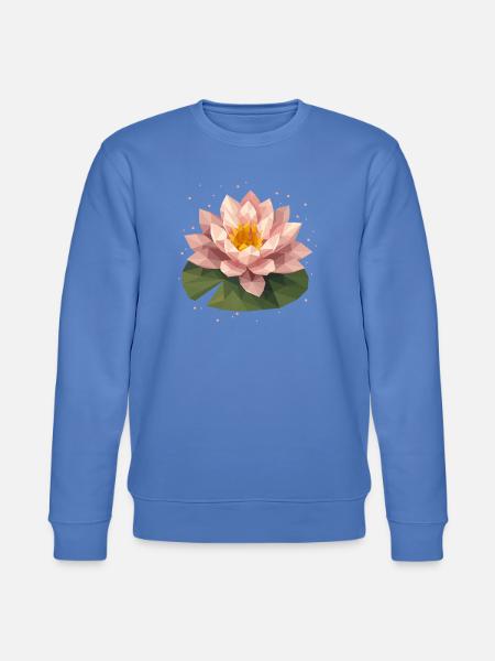 Nénuphar polygonal rose sur feuille verte - Sweat bio CHANGER Stanley/Stella Unisexe - bleu