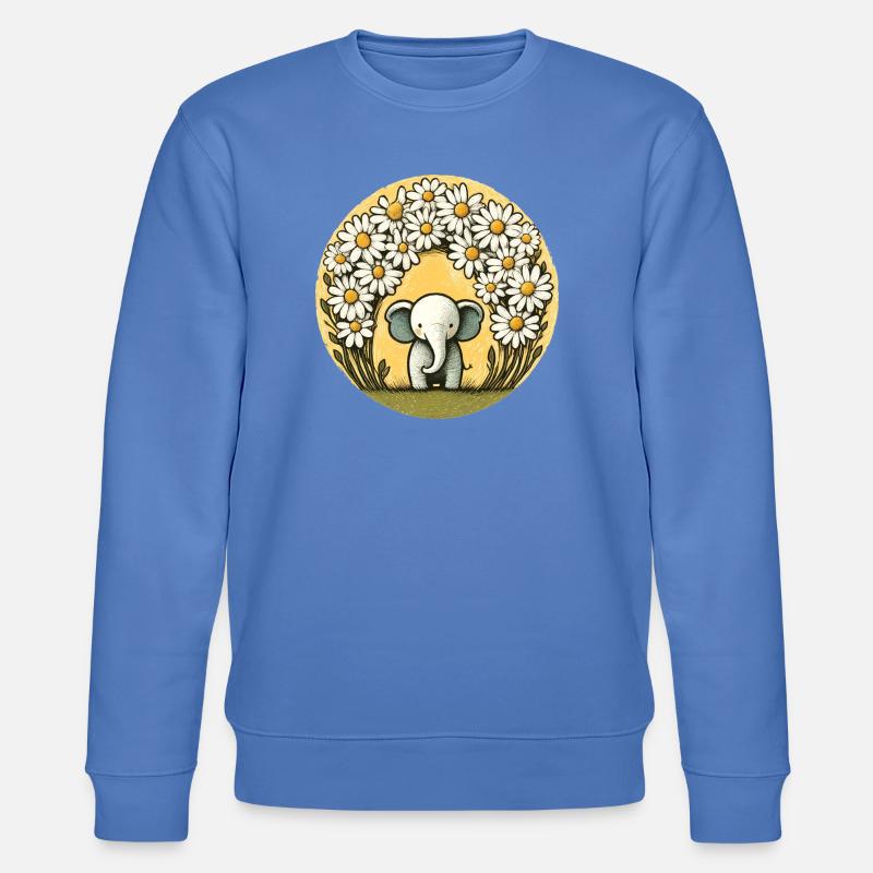 Elefant im Gänseblümchen-Ring - Stanley/Stella Unisex Bio-Sweatshirt CHANGER  - Blau