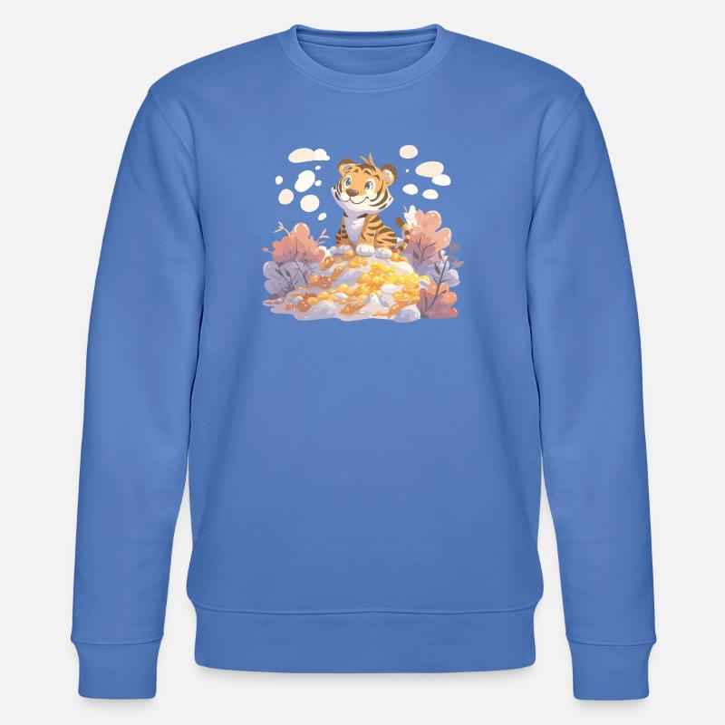 Tigerjunge auf Goldschatz im Herbstwald - Stanley/Stella Unisex Bio-Sweatshirt CHANGER - Blau