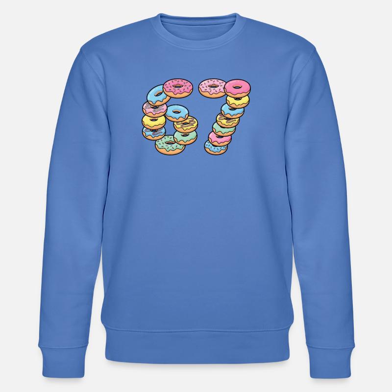 Pastel Donut Stack 67 Pattern - Stanley/Stella CHANGER Unisex Organic Sweatshirt - bright blue