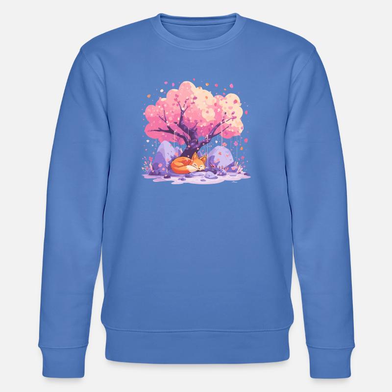Sleeping fox under cherry tree - Stanley/Stella CHANGER Unisex Organic Sweatshirt - bright blue