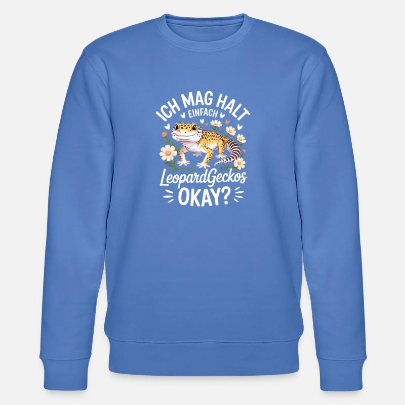 LeopardGecko Charm mit Blüten - Stanley/Stella Unisex Bio-Sweatshirt CHANGER  - Blau