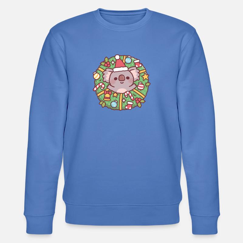 Süßer Koalabär im Weihnachtskranz - Stanley/Stella Unisex Bio-Sweatshirt CHANGER  - Blau