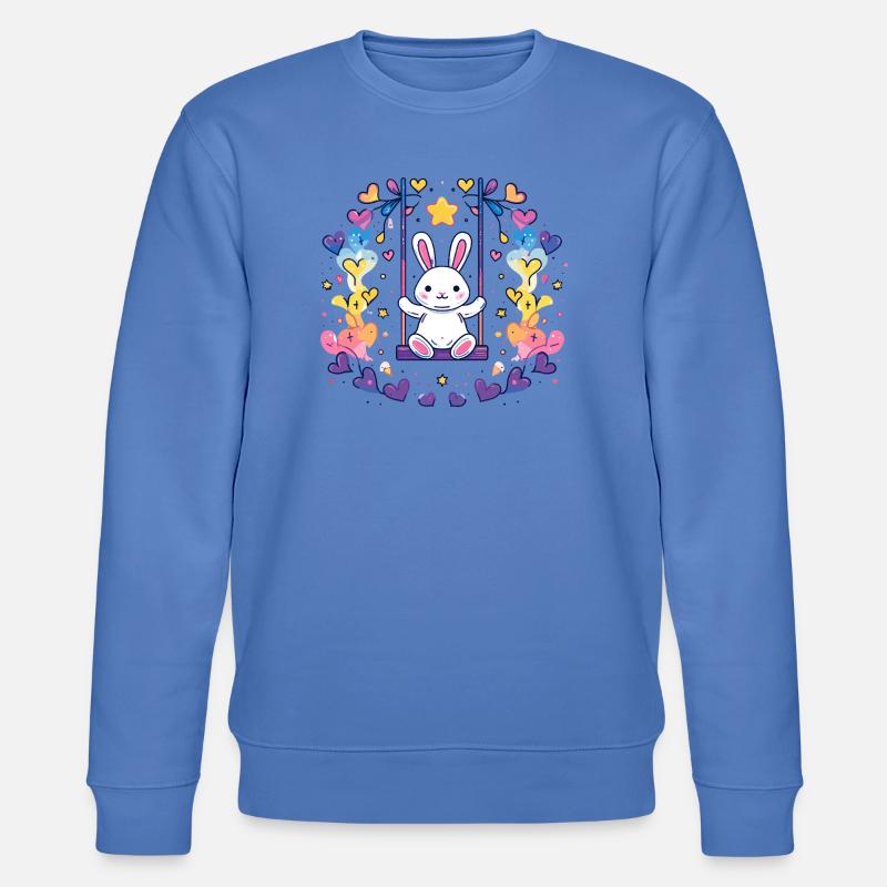 Design joyeux de balançoire de lapin - Sweat bio CHANGER Stanley/Stella Unisexe - bleu