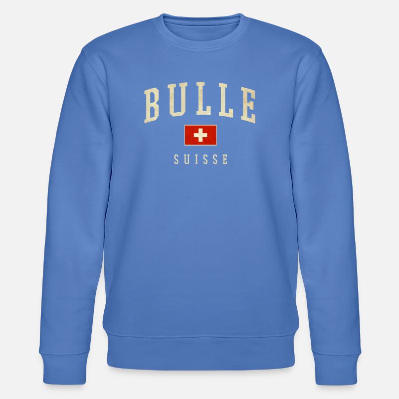 Bulle Schweiz Design - Varsity Stil - Stanley/Stella Unisex Bio-Sweatshirt CHANGER  - Blau