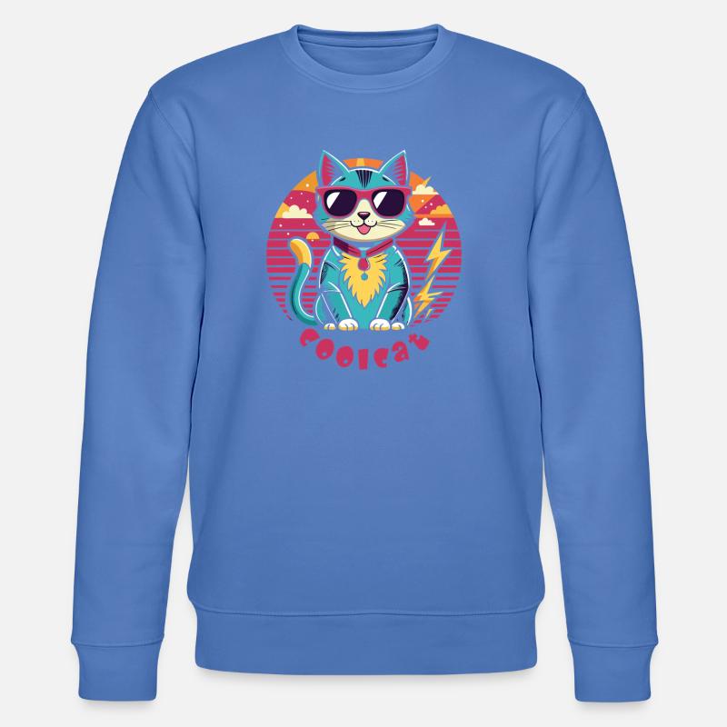 Coole Katze mit Sonnenbrille - Stanley/Stella Unisex Bio-Sweatshirt CHANGER  - Blau