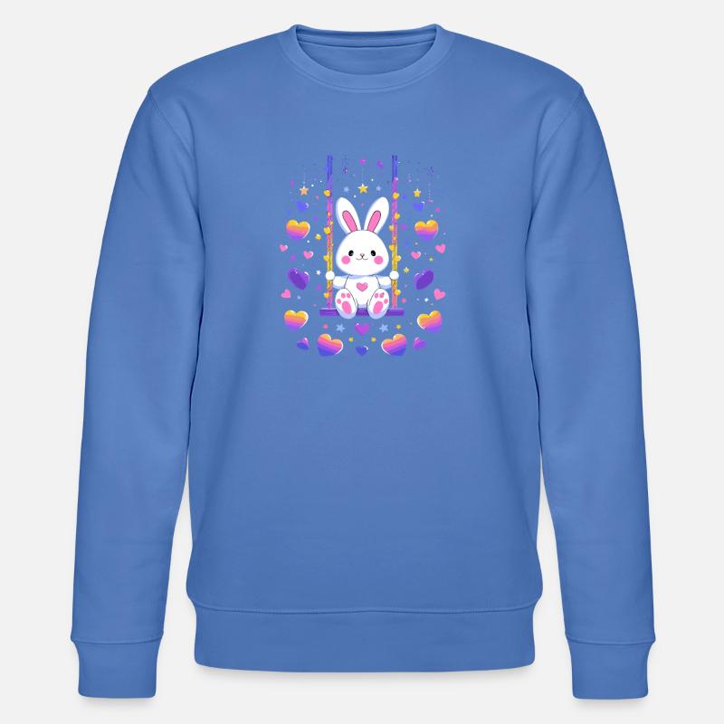 Hasen-Swing mit Herzen - Stanley/Stella Unisex Bio-Sweatshirt CHANGER  - Blau