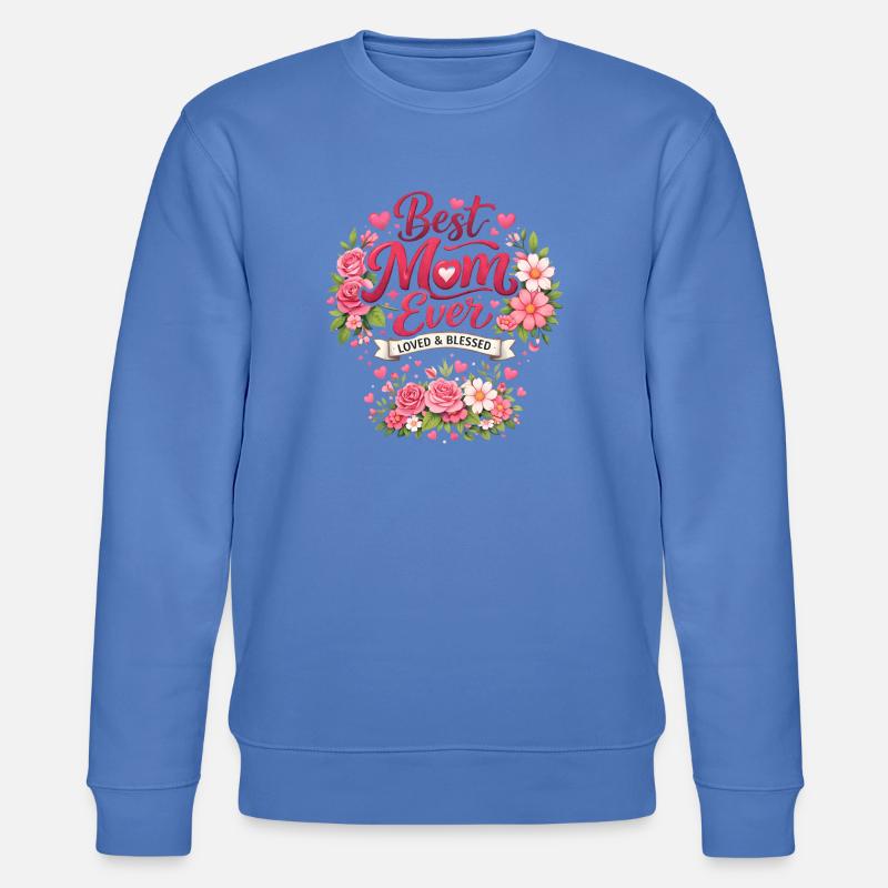 Beste Mama Ever Blütenkranz - Stanley/Stella Unisex Bio-Sweatshirt CHANGER  - Blau