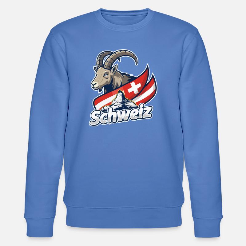 Bouquetin alpin avec drapeau suisse - Sweat bio CHANGER Stanley/Stella Unisexe - bleu