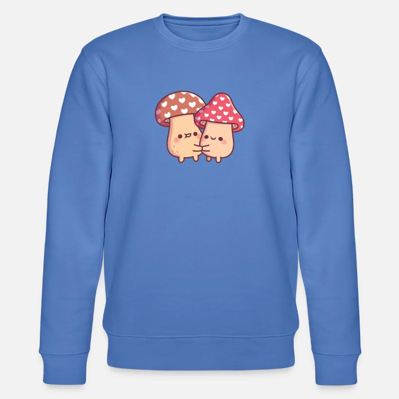 Cute Hugging Mushroom Toadstool Couple - Stanley/Stella CHANGER Unisex Organic Sweatshirt - bright blue