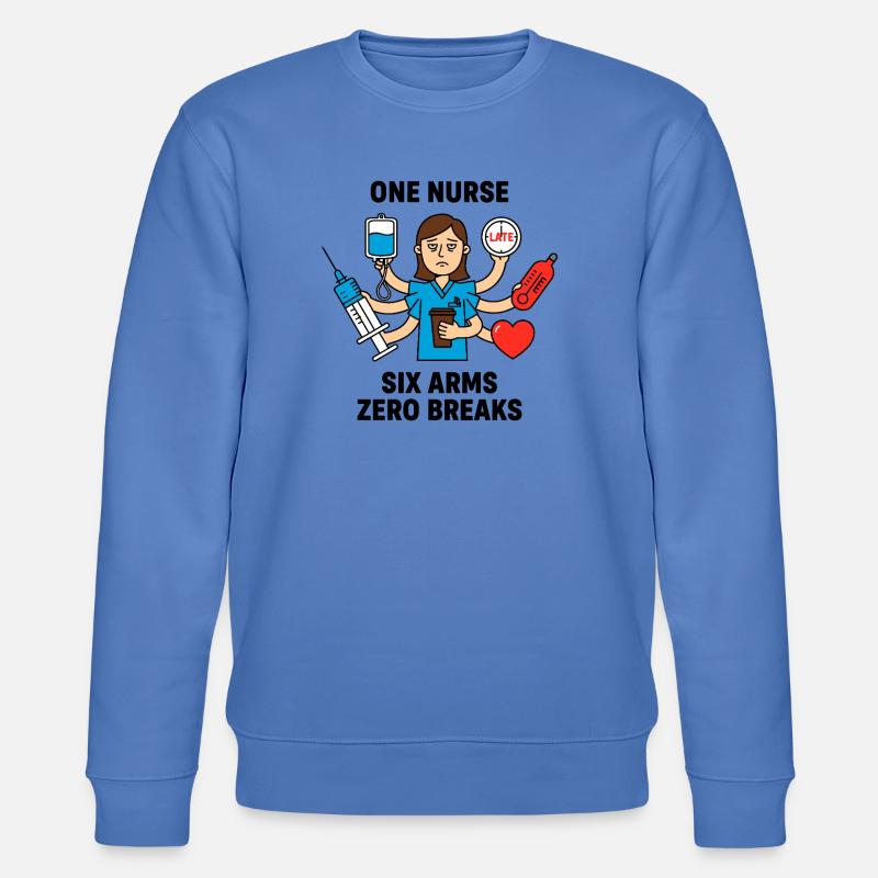 Überfordertes Multitasking-Chaos der Krankenschwester - Stanley/Stella Unisex Bio-Sweatshirt CHANGER  - Blau