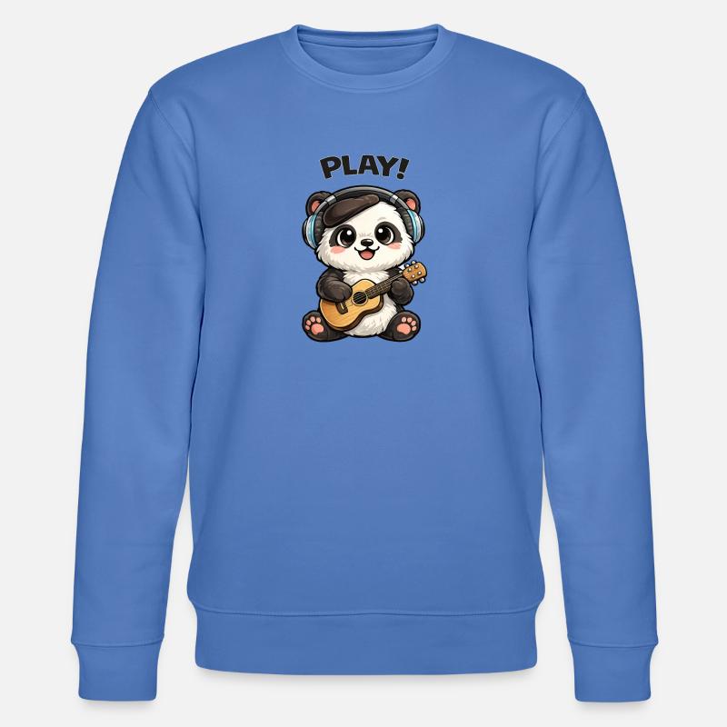 Panda Gitarrist mit Kopfhörern - Stanley/Stella Unisex Bio-Sweatshirt CHANGER  - Blau