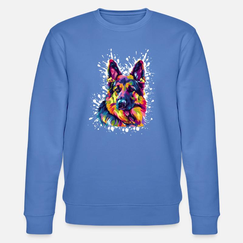 Hund Schäferhund Kunst - Stanley/Stella Unisex Bio-Sweatshirt CHANGER  - Blau