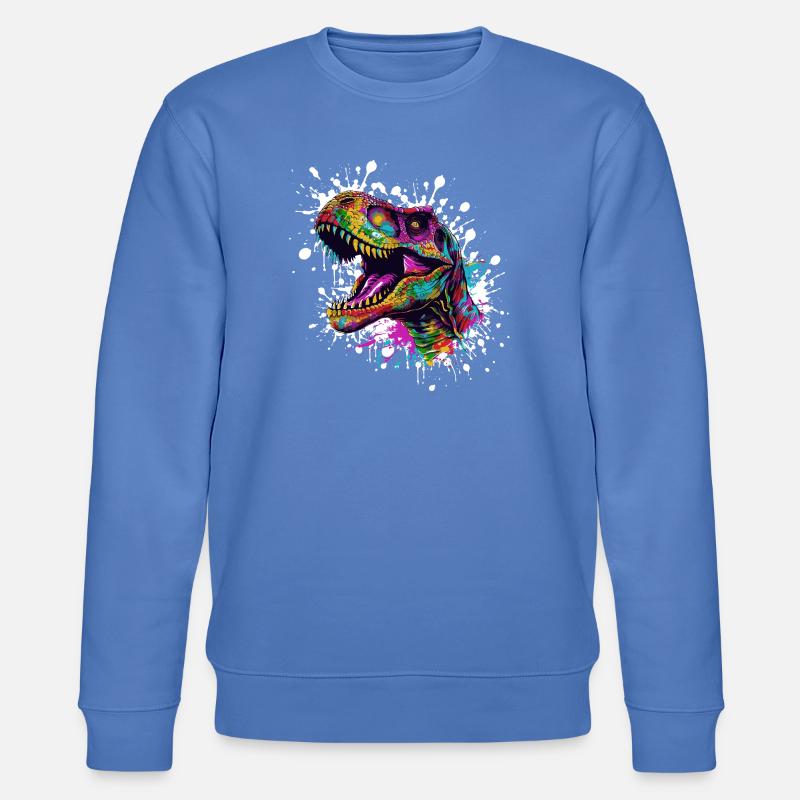 Bunter Dino-Splatter - Stanley/Stella Unisex Bio-Sweatshirt CHANGER  - Blau
