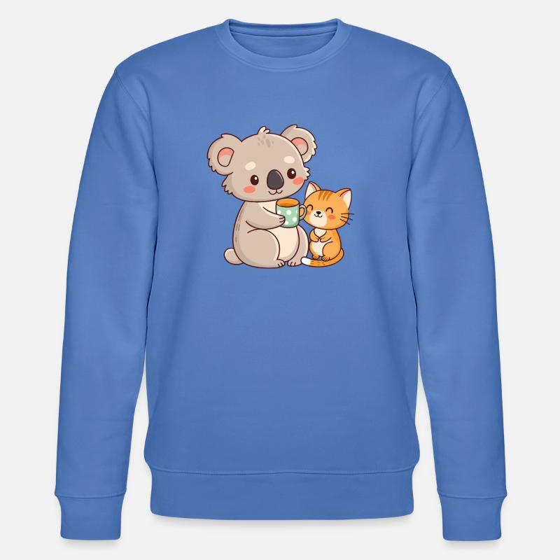 Koala und Katze Süßer Kaffee - Stanley/Stella Unisex Bio-Sweatshirt CHANGER  - Blau