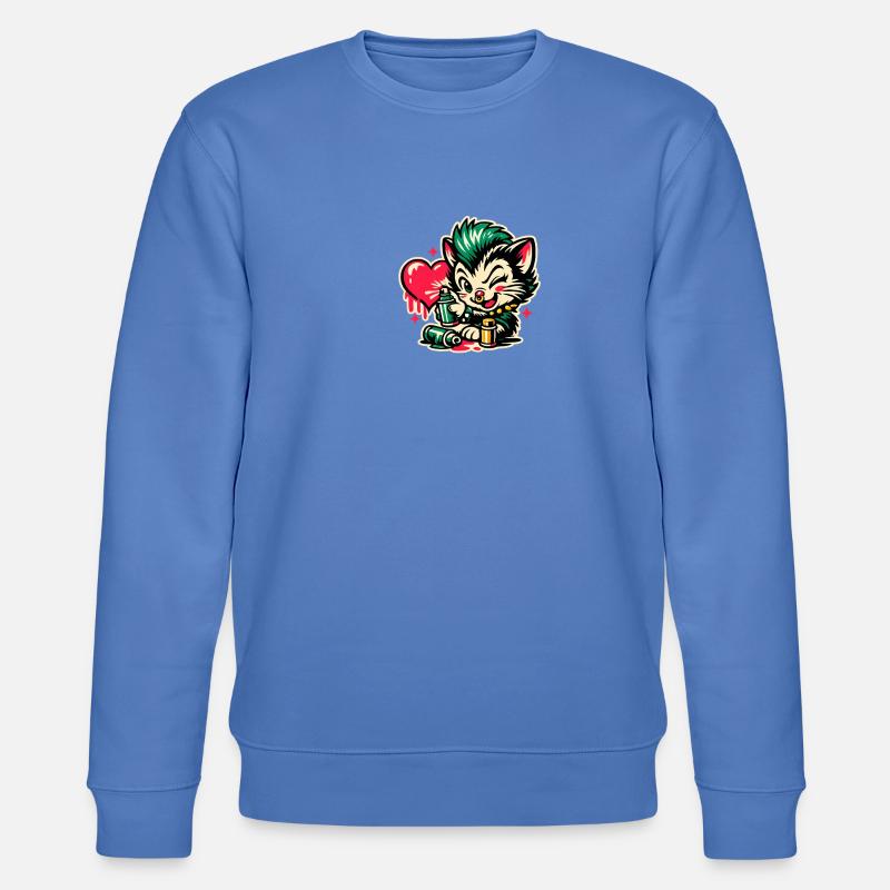 Graffiti de chaton avec cœur - Sweat bio CHANGER Stanley/Stella Unisexe - bleu