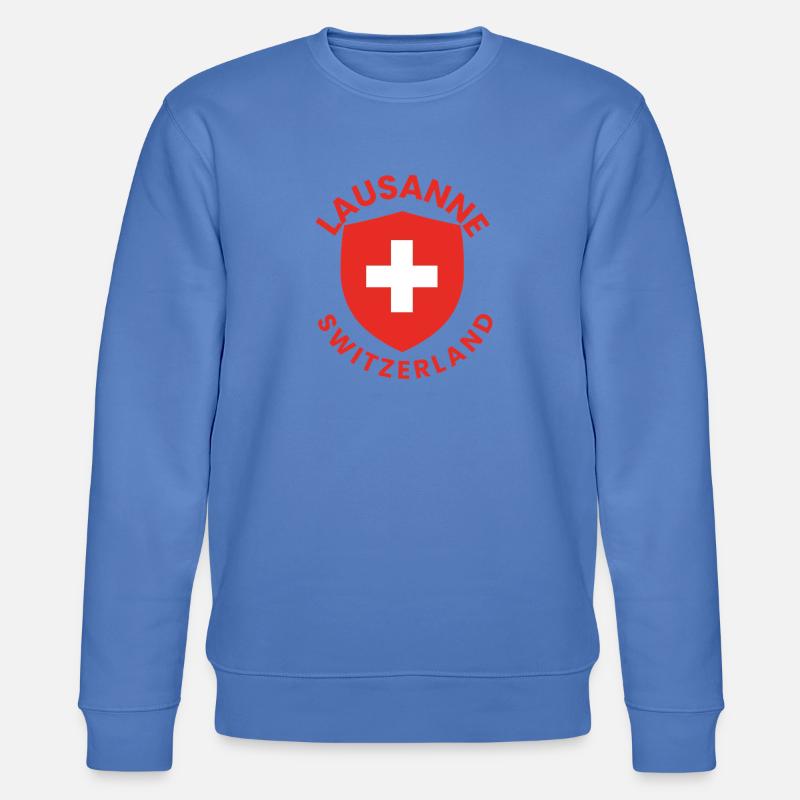 Lausanner Schild mit Schweizer Flagge - Stanley/Stella Unisex Bio-Sweatshirt CHANGER  - Blau