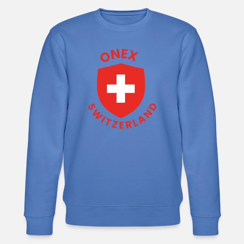 Schweizer Schild mit weißem Kreuz - Stanley/Stella Unisex Bio-Sweatshirt CHANGER  - Blau