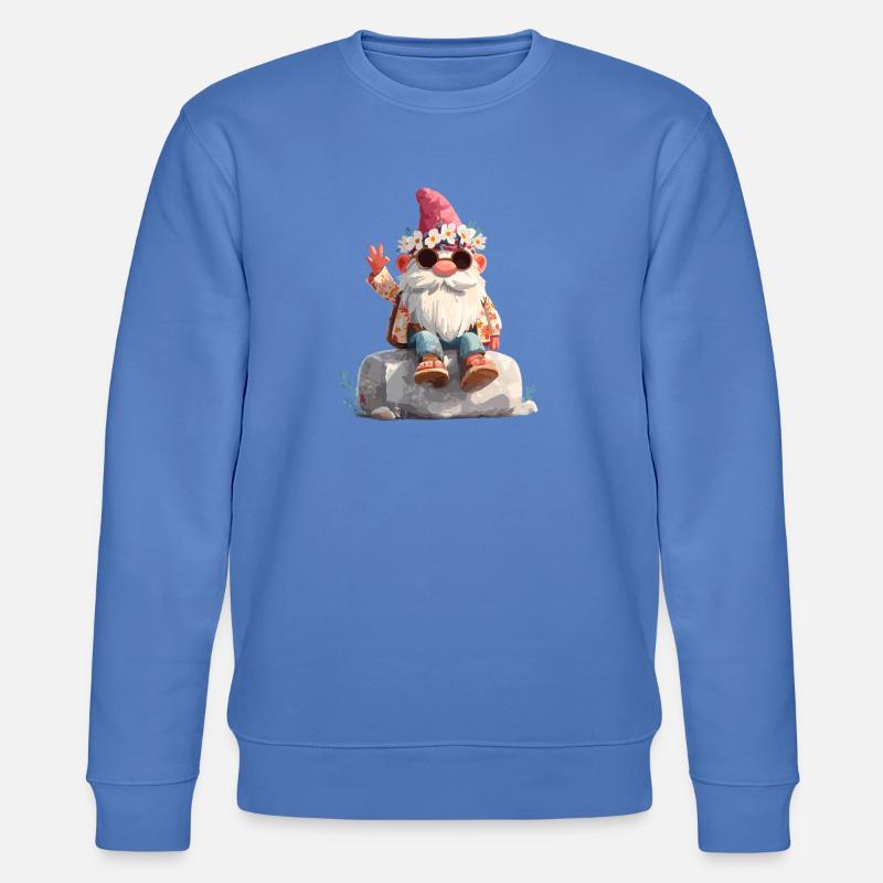 Sommergnom mit Blumenkranz - Stanley/Stella Unisex Bio-Sweatshirt CHANGER  - Blau
