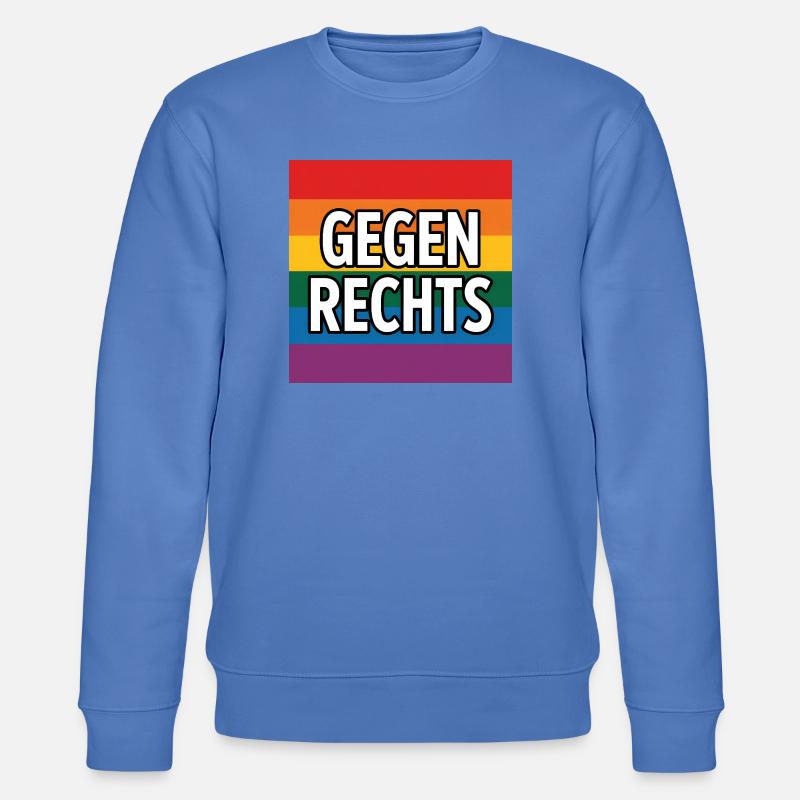 Gegen Rechts - Antifa Regenbogen Tee - Stanley/Stella Unisex Bio-Sweatshirt CHANGER  - Blau