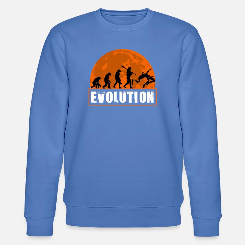 High Jumping Evolution Retro Athlete Silhouette - Stanley/Stella Unisex Bio-Sweatshirt CHANGER  - Blau
