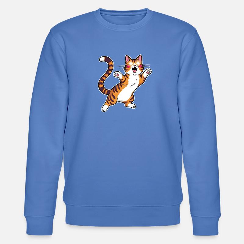 Fröhliche getigerte Katze Sprungfreude - Stanley/Stella Unisex Bio-Sweatshirt CHANGER  - Blau