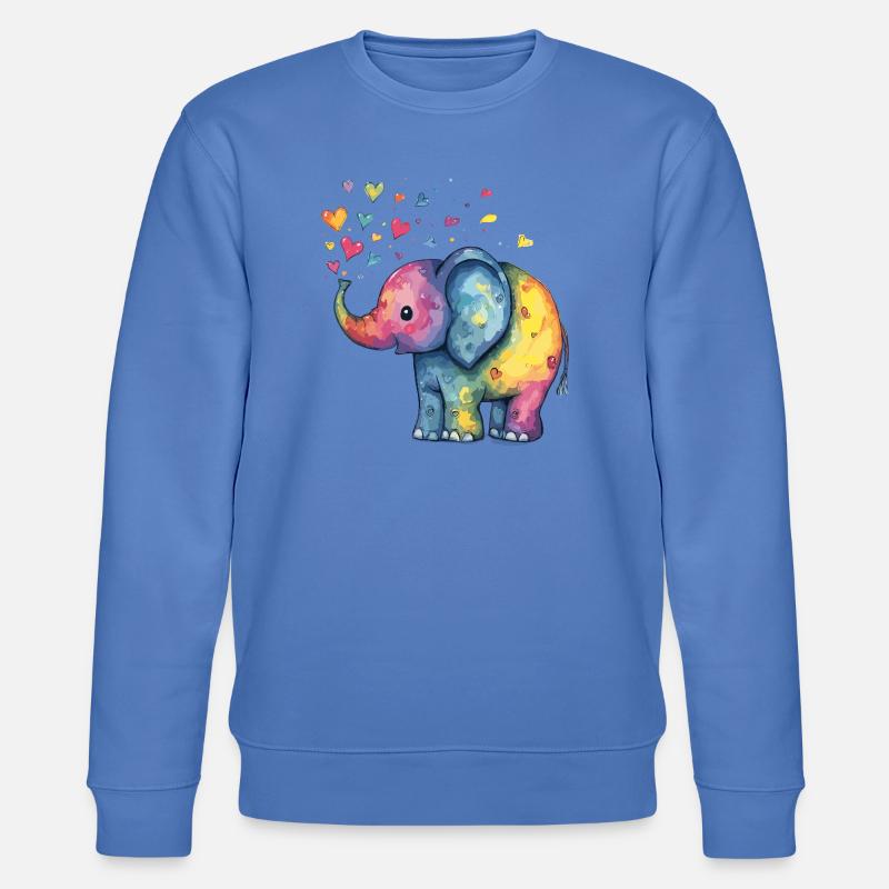 Regenbogen Elefant mit Herzfunken - Stanley/Stella Unisex Bio-Sweatshirt CHANGER  - Blau