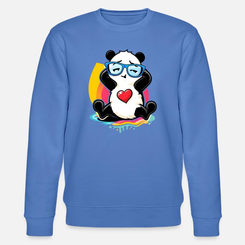 Relaxter Panda mit Sonnenbrille  - Stanley/Stella Unisex Bio-Sweatshirt CHANGER  - Blau