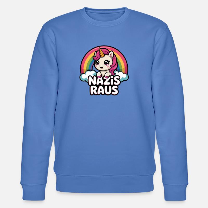 Nazis Raus - Antifa Einhorn Tee - Stanley/Stella Unisex Bio-Sweatshirt CHANGER  - Blau
