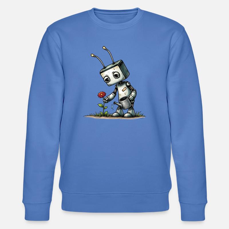 Roboter gießt eine Blume  - Stanley/Stella Unisex Bio-Sweatshirt CHANGER  - Blau