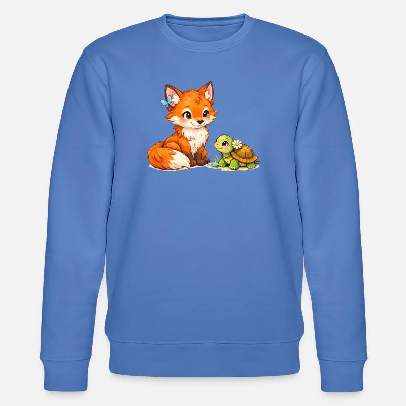 Fox and a cute turtle - Stanley/Stella CHANGER Unisex Organic Sweatshirt - bright blue