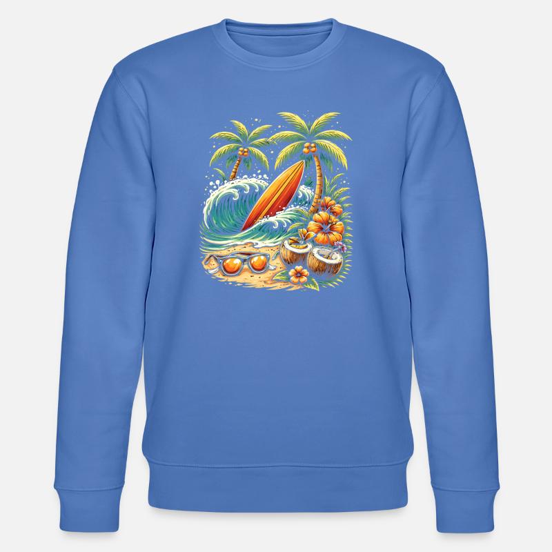 Surfbrett am Strand Illustration - Stanley/Stella Unisex Bio-Sweatshirt CHANGER  - Blau