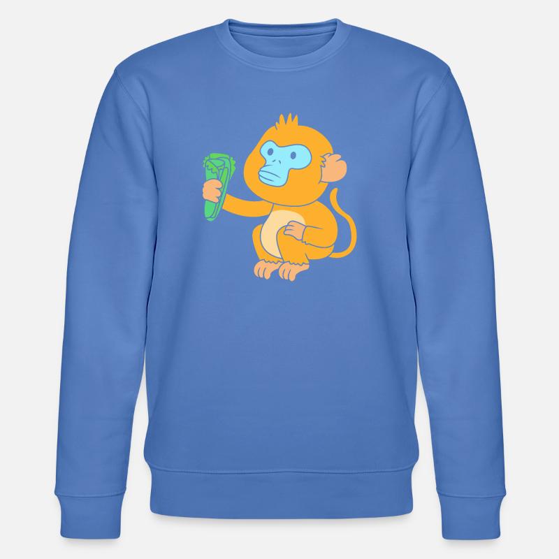 Stupsnasenaffe Affe Schimpanse - Stanley/Stella Unisex Bio-Sweatshirt CHANGER  - Blau