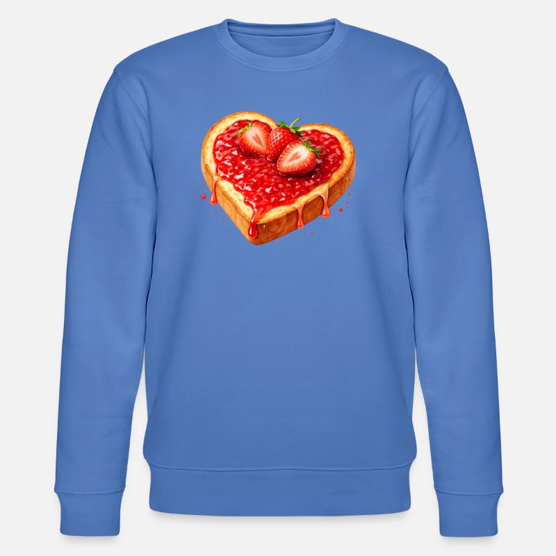 Toast in Herzform mit Erdbeermarmelade  - Stanley/Stella Unisex Bio-Sweatshirt CHANGER  - Blau