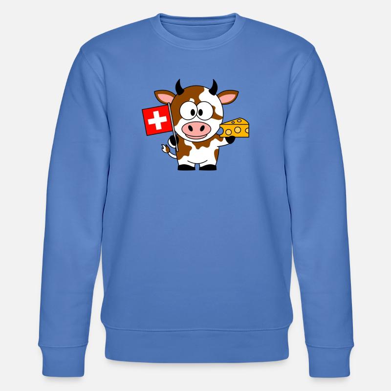Kuh mit Schweizer Flagge Käse - Stanley/Stella Unisex Bio-Sweatshirt CHANGER - Blau
