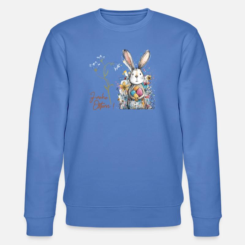 Osterhase mit bunten Eiern - Stanley/Stella Unisex Bio-Sweatshirt CHANGER  - Blau