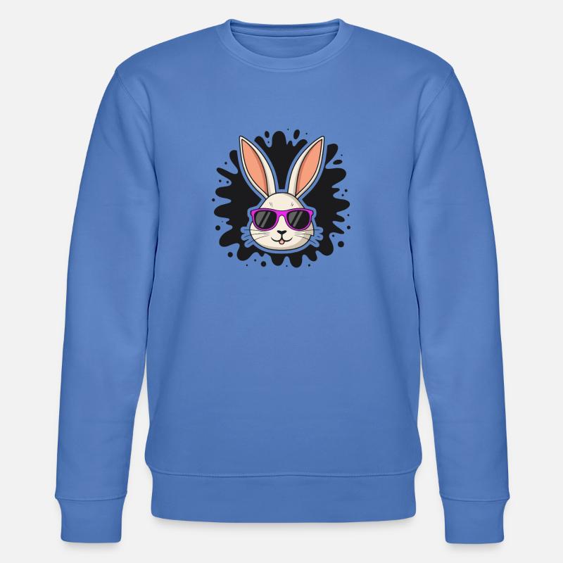 Chic Rabbit Purple Glasses - Stanley/Stella CHANGER Unisex Organic Sweatshirt - bright blue