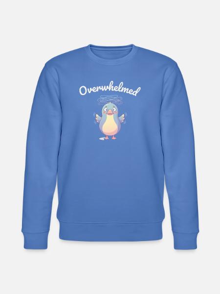 Overwhelmed Bird Cartoon Style - Stanley/Stella CHANGER Unisex Organic Sweatshirt - bright blue