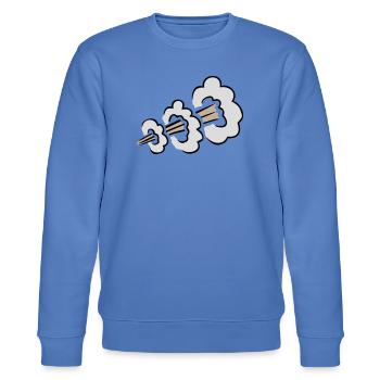 Loud Fart Explosion Funny Toilet Humor Comic Cloud - Stanley/Stella CHANGER Unisex Organic Sweatshirt - bright blue - Front - Nik (191cm) & Marisol (170cm)