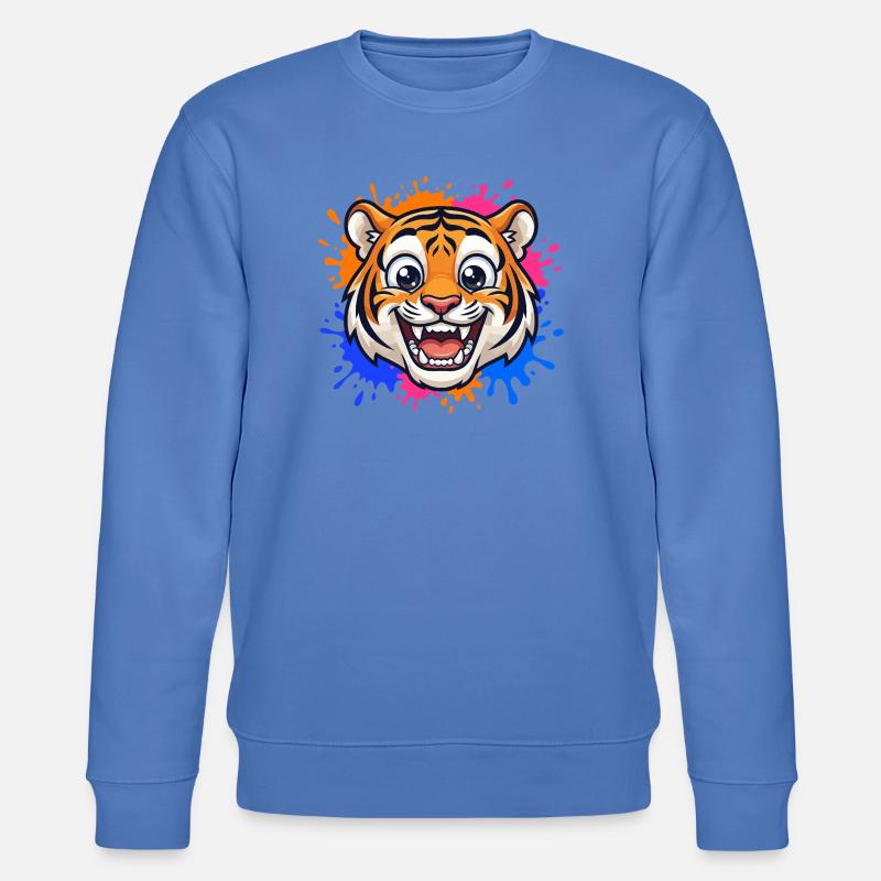 Lachender Tiger Farbklecks - Stanley/Stella Unisex Bio-Sweatshirt CHANGER  - Blau