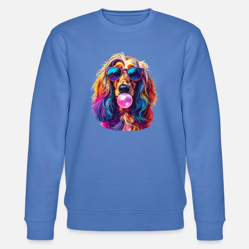 Pop-Art Afghanischer Windhund mit Bubblegum - Stanley/Stella Unisex Bio-Sweatshirt CHANGER - Blau