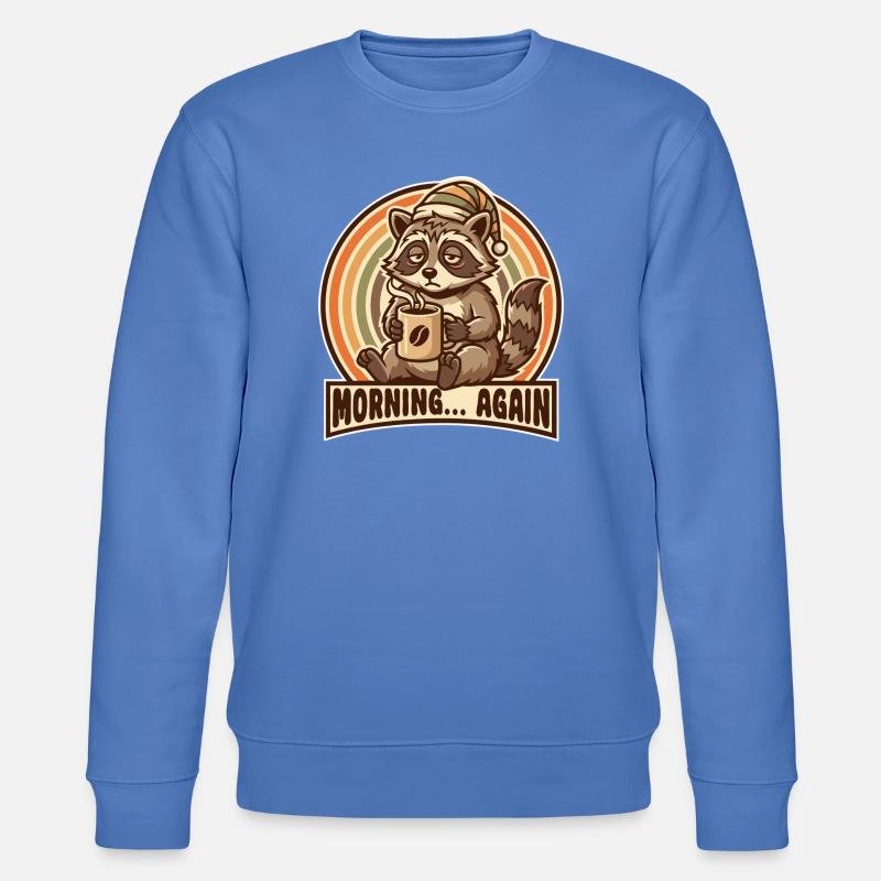Morgenmuffel Waschbär mit Kaffee - Sweat bio CHANGER Stanley/Stella Unisexe - bleu