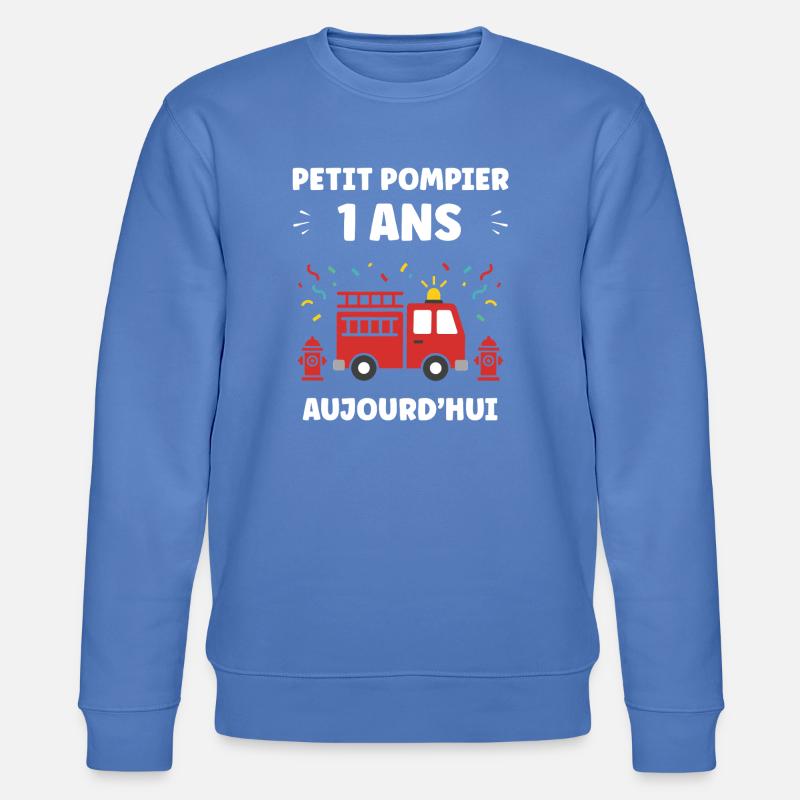 1er Anniversaire Petit Pompier - Sweat bio CHANGER Stanley/Stella Unisexe - bleu