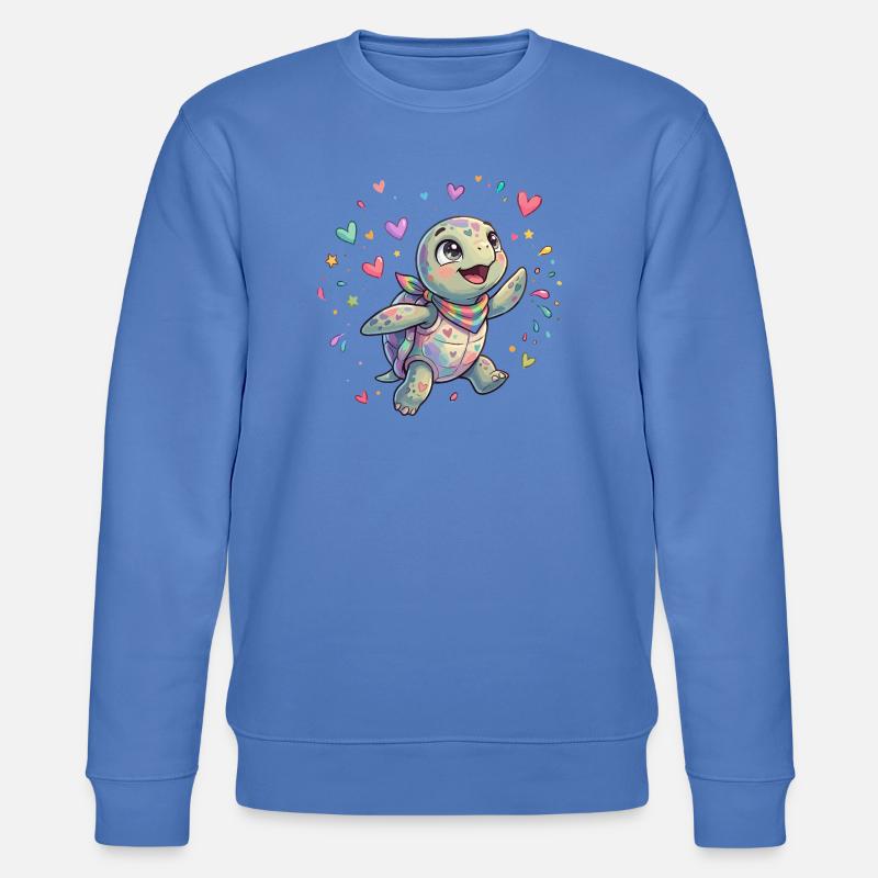 Rainbow Turtle with Heart Patterns - Stanley/Stella CHANGER Unisex Organic Sweatshirt - bright blue