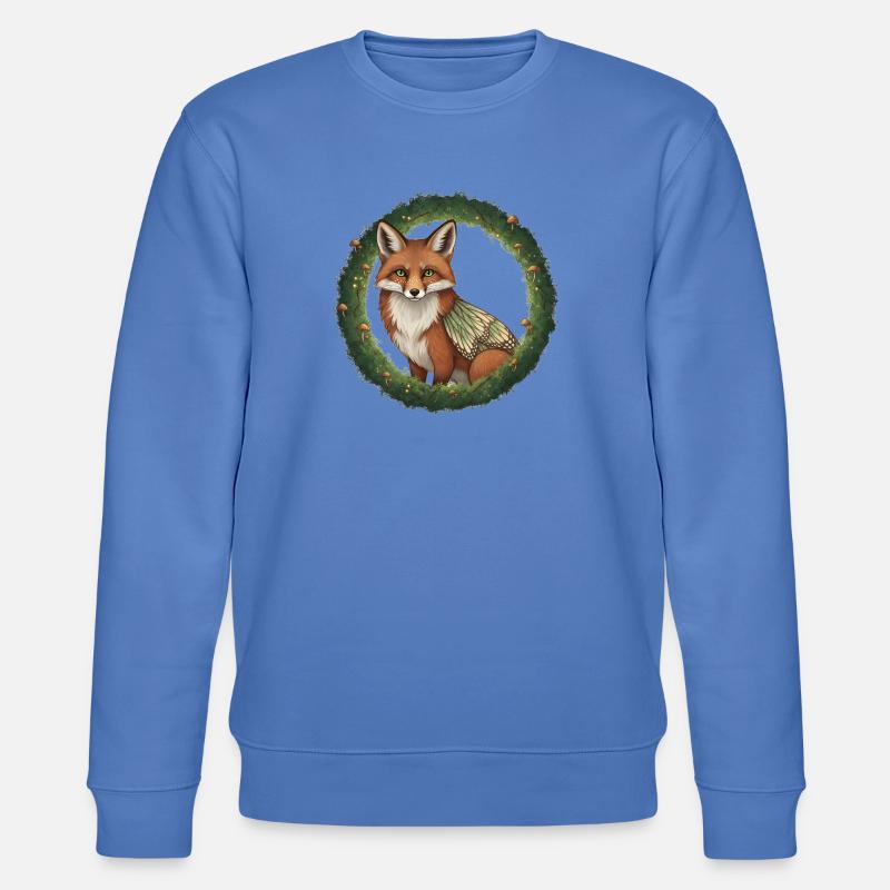 Fuchs Wald Kranz Illustration - Stanley/Stella Unisex Bio-Sweatshirt CHANGER  - Blau