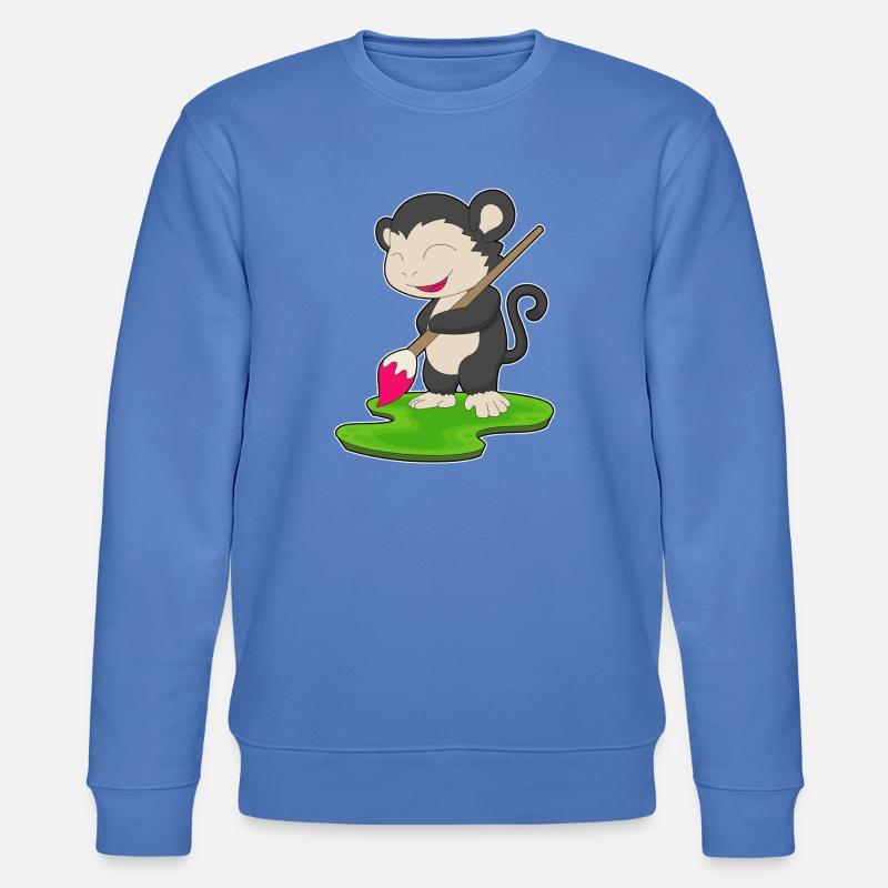 Affe Maler Pinsel Malen - Stanley/Stella Unisex Bio-Sweatshirt CHANGER  - Blau