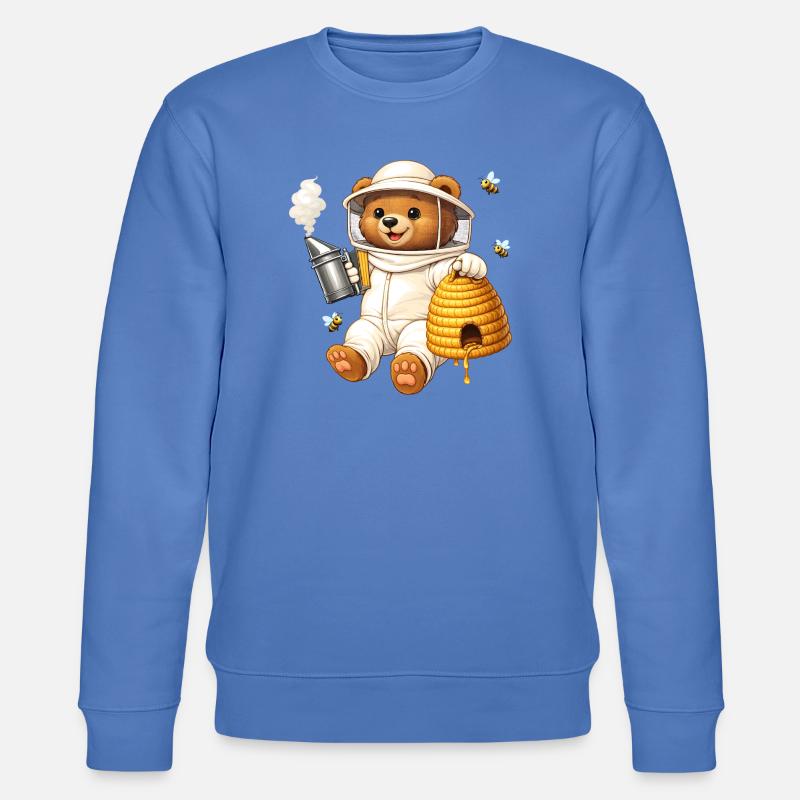 Beekeeper bear with beehive illustration - Stanley/Stella CHANGER Unisex Organic Sweatshirt - bright blue
